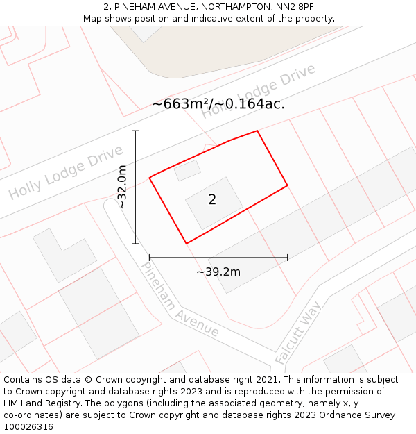 2, PINEHAM AVENUE, NORTHAMPTON, NN2 8PF: Plot and title map