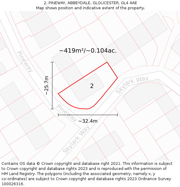 2, PINEWAY, ABBEYDALE, GLOUCESTER, GL4 4AE: Plot and title map