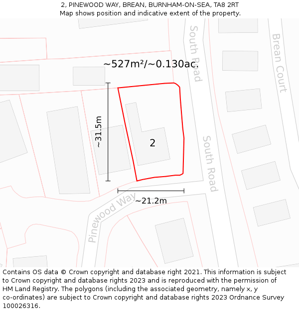 2, PINEWOOD WAY, BREAN, BURNHAM-ON-SEA, TA8 2RT: Plot and title map