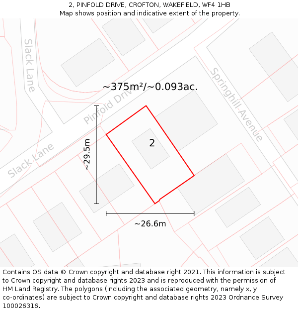 2, PINFOLD DRIVE, CROFTON, WAKEFIELD, WF4 1HB: Plot and title map