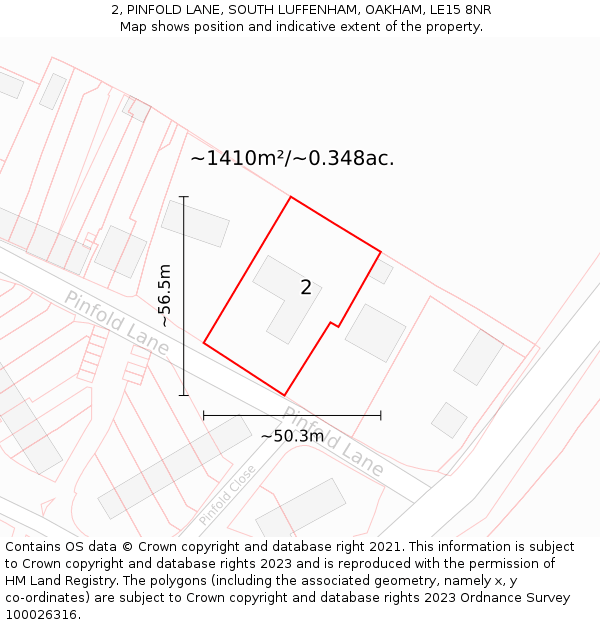 2, PINFOLD LANE, SOUTH LUFFENHAM, OAKHAM, LE15 8NR: Plot and title map