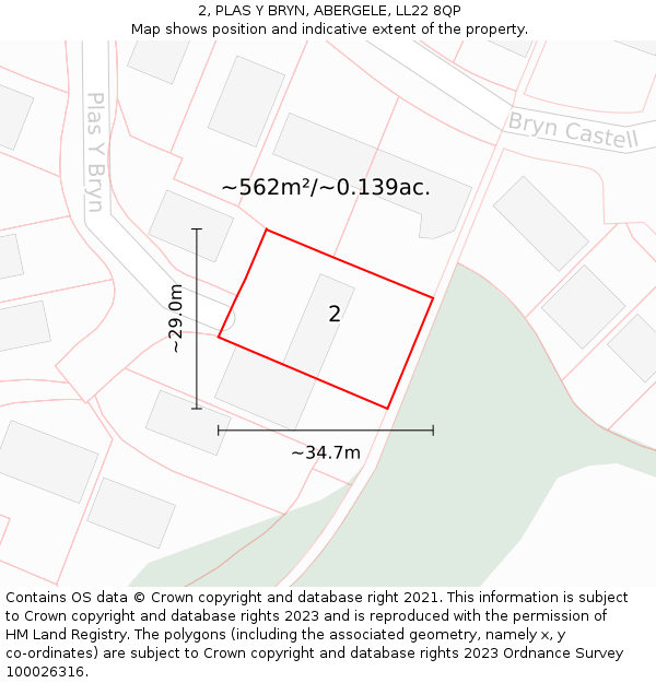 2, PLAS Y BRYN, ABERGELE, LL22 8QP: Plot and title map