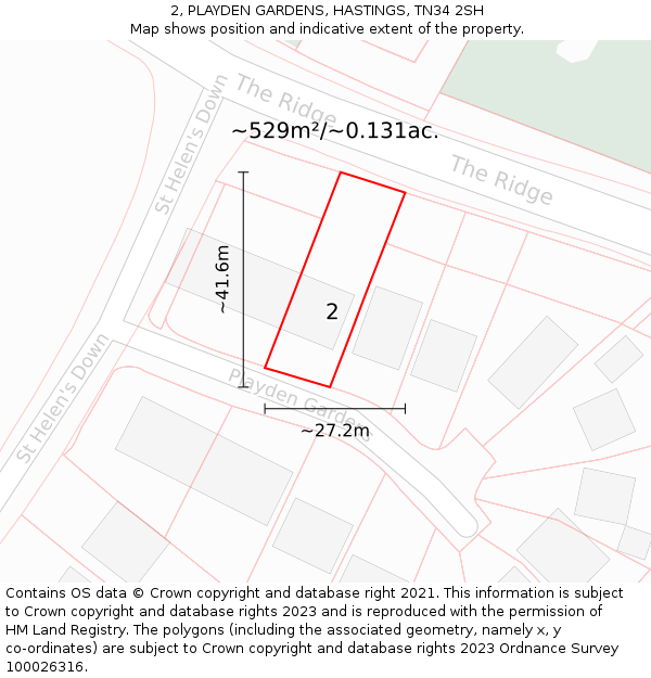 2, PLAYDEN GARDENS, HASTINGS, TN34 2SH: Plot and title map
