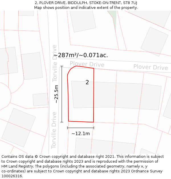 2, PLOVER DRIVE, BIDDULPH, STOKE-ON-TRENT, ST8 7UJ: Plot and title map