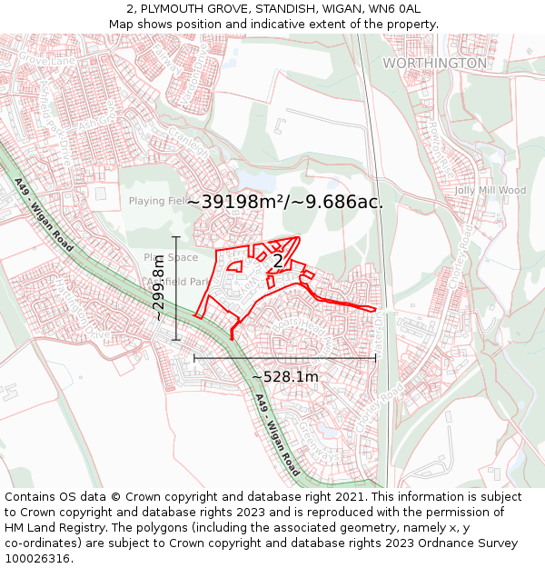 2, PLYMOUTH GROVE, STANDISH, WIGAN, WN6 0AL: Plot and title map