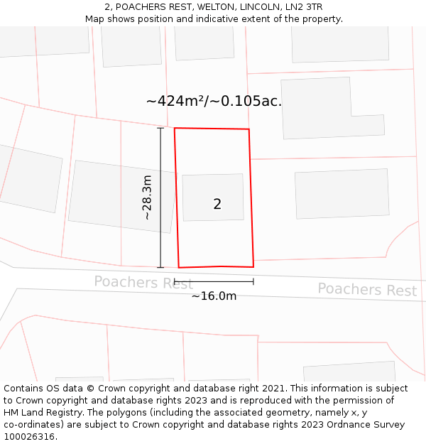 2, POACHERS REST, WELTON, LINCOLN, LN2 3TR: Plot and title map