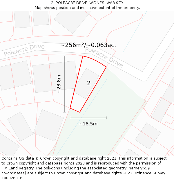 2, POLEACRE DRIVE, WIDNES, WA8 9ZY: Plot and title map