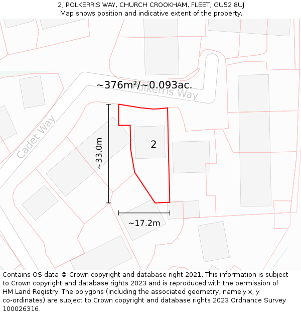 2, POLKERRIS WAY, CHURCH CROOKHAM, FLEET, GU52 8UJ: Plot and title map