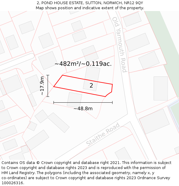 2, POND HOUSE ESTATE, SUTTON, NORWICH, NR12 9QY: Plot and title map