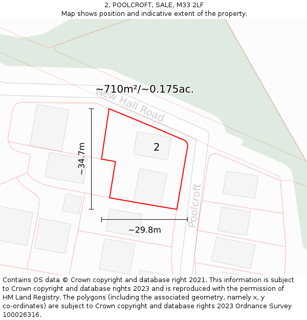 2, POOLCROFT, SALE, M33 2LF: Plot and title map