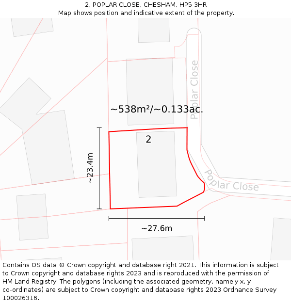 2, POPLAR CLOSE, CHESHAM, HP5 3HR: Plot and title map