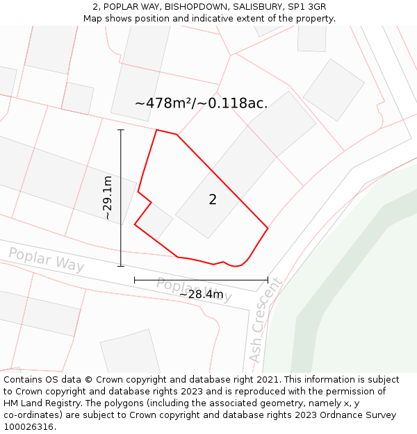 2, POPLAR WAY, BISHOPDOWN, SALISBURY, SP1 3GR: Plot and title map