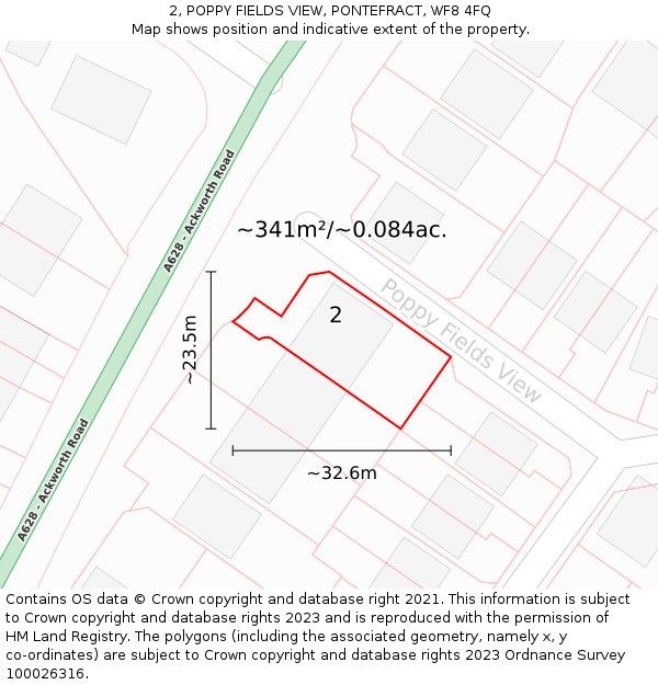 2, POPPY FIELDS VIEW, PONTEFRACT, WF8 4FQ: Plot and title map