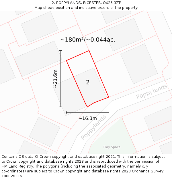 2, POPPYLANDS, BICESTER, OX26 3ZP: Plot and title map