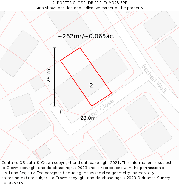 2, PORTER CLOSE, DRIFFIELD, YO25 5PB: Plot and title map