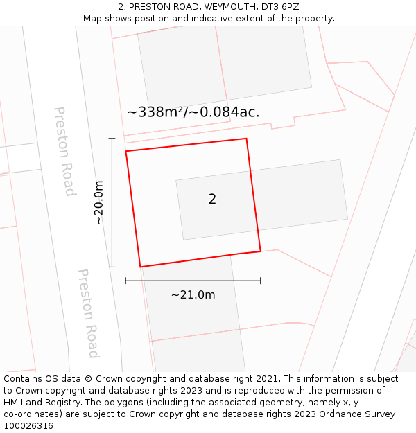 2, PRESTON ROAD, WEYMOUTH, DT3 6PZ: Plot and title map