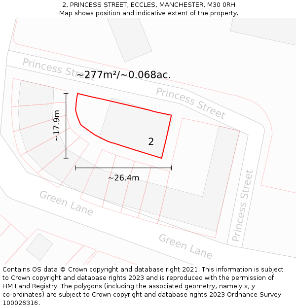 2, PRINCESS STREET, ECCLES, MANCHESTER, M30 0RH: Plot and title map