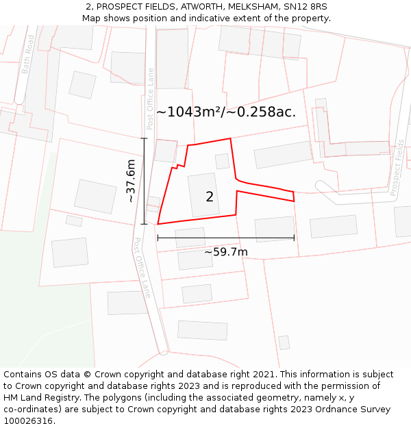 2, PROSPECT FIELDS, ATWORTH, MELKSHAM, SN12 8RS: Plot and title map