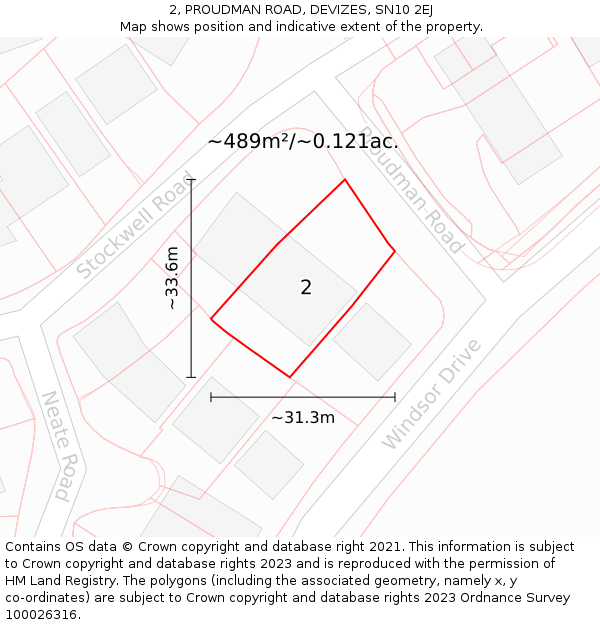 2, PROUDMAN ROAD, DEVIZES, SN10 2EJ: Plot and title map