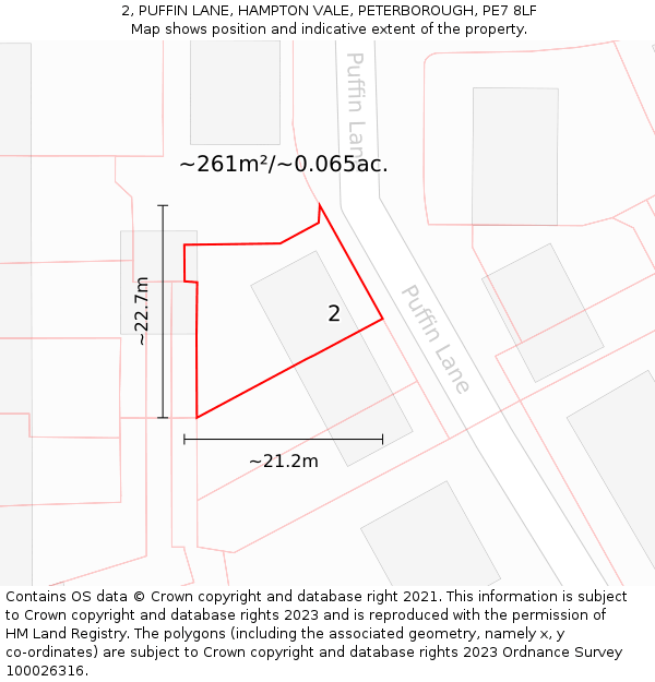 2, PUFFIN LANE, HAMPTON VALE, PETERBOROUGH, PE7 8LF: Plot and title map
