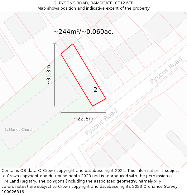 2, PYSONS ROAD, RAMSGATE, CT12 6TR: Plot and title map