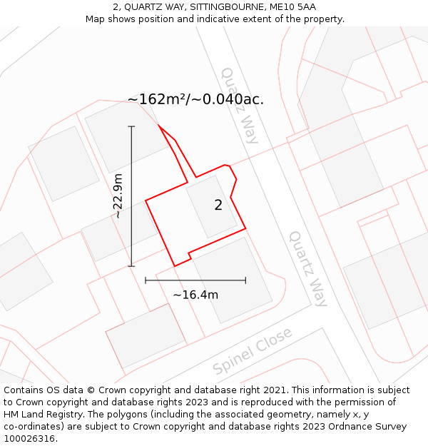 2, QUARTZ WAY, SITTINGBOURNE, ME10 5AA: Plot and title map