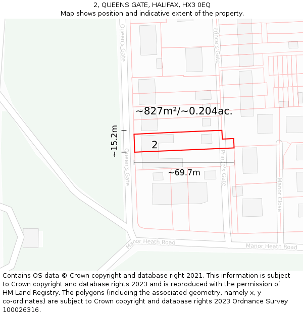 2, QUEENS GATE, HALIFAX, HX3 0EQ: Plot and title map