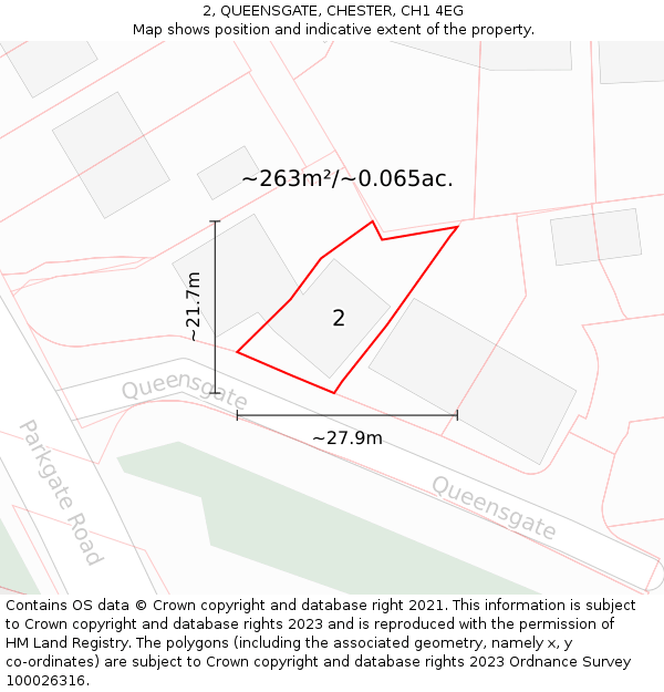 2, QUEENSGATE, CHESTER, CH1 4EG: Plot and title map