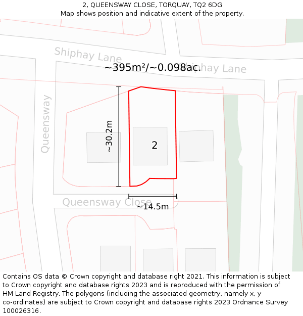 2, QUEENSWAY CLOSE, TORQUAY, TQ2 6DG: Plot and title map