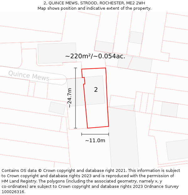 2, QUINCE MEWS, STROOD, ROCHESTER, ME2 2WH: Plot and title map