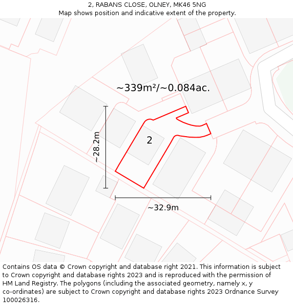 2, RABANS CLOSE, OLNEY, MK46 5NG: Plot and title map