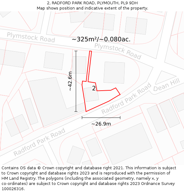2, RADFORD PARK ROAD, PLYMOUTH, PL9 9DH: Plot and title map