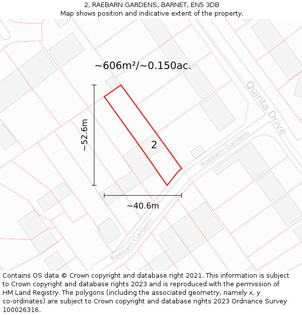 2, RAEBARN GARDENS, BARNET, EN5 3DB: Plot and title map