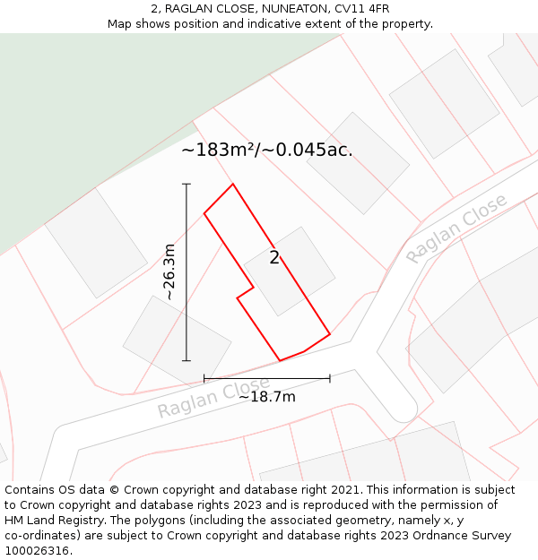 2, RAGLAN CLOSE, NUNEATON, CV11 4FR: Plot and title map