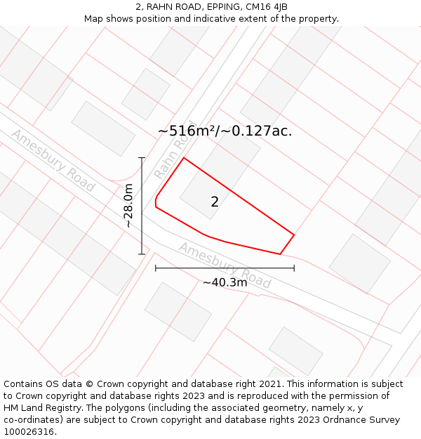 2, RAHN ROAD, EPPING, CM16 4JB: Plot and title map