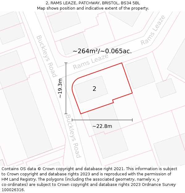 2, RAMS LEAZE, PATCHWAY, BRISTOL, BS34 5BL: Plot and title map