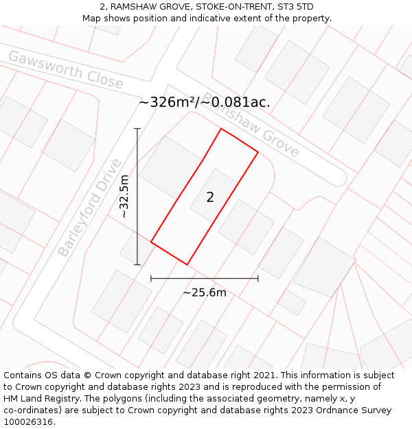 2, RAMSHAW GROVE, STOKE-ON-TRENT, ST3 5TD: Plot and title map