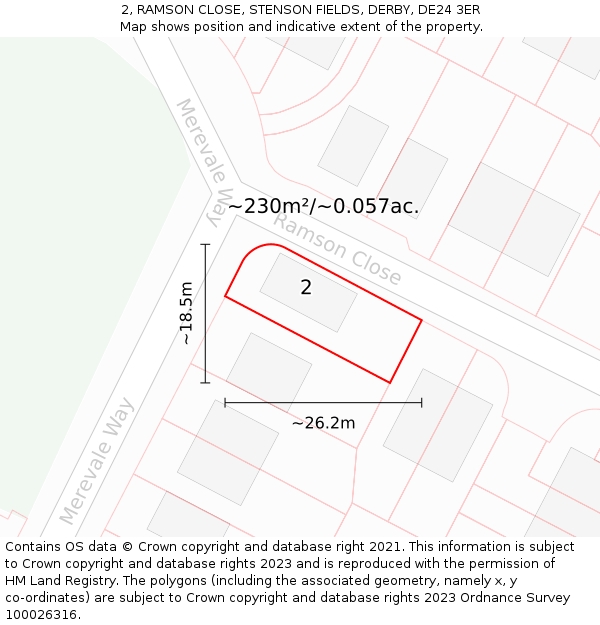 2, RAMSON CLOSE, STENSON FIELDS, DERBY, DE24 3ER: Plot and title map