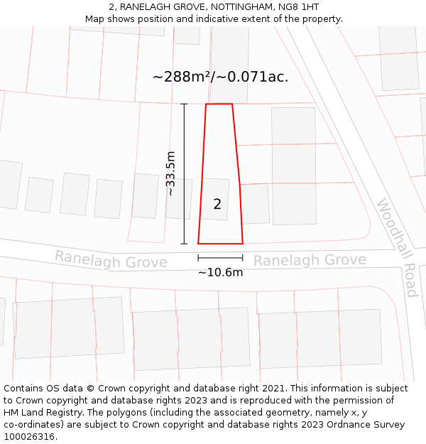 2, RANELAGH GROVE, NOTTINGHAM, NG8 1HT: Plot and title map