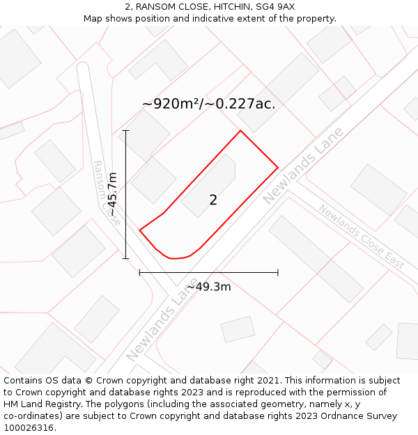 2, RANSOM CLOSE, HITCHIN, SG4 9AX: Plot and title map