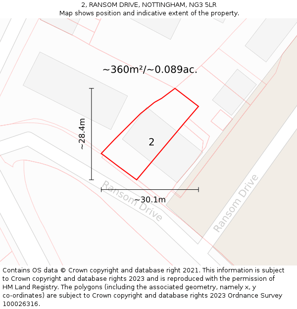 2, RANSOM DRIVE, NOTTINGHAM, NG3 5LR: Plot and title map