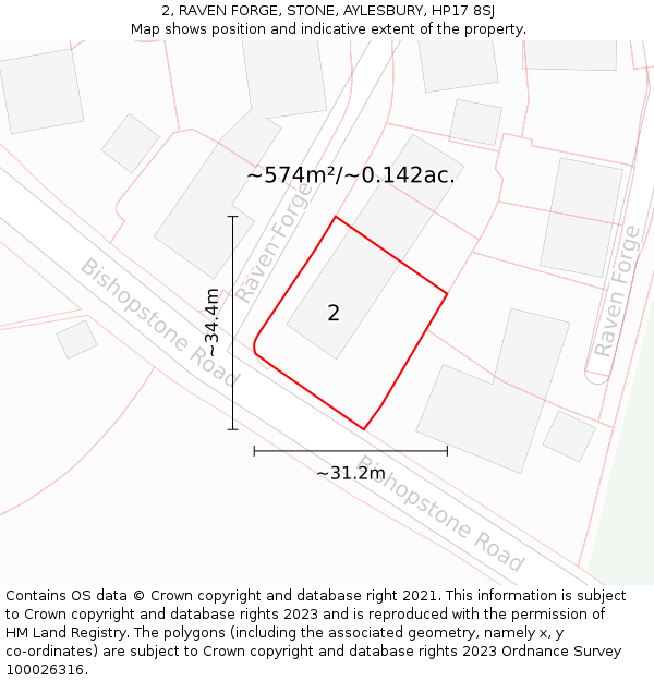 2, RAVEN FORGE, STONE, AYLESBURY, HP17 8SJ: Plot and title map