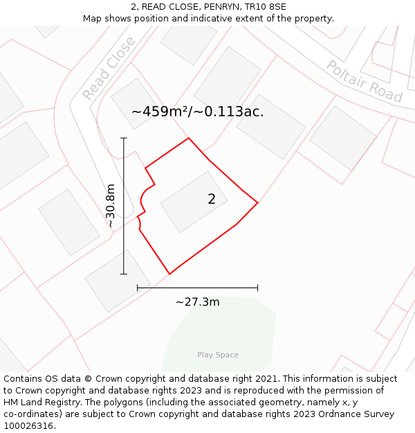 2, READ CLOSE, PENRYN, TR10 8SE: Plot and title map