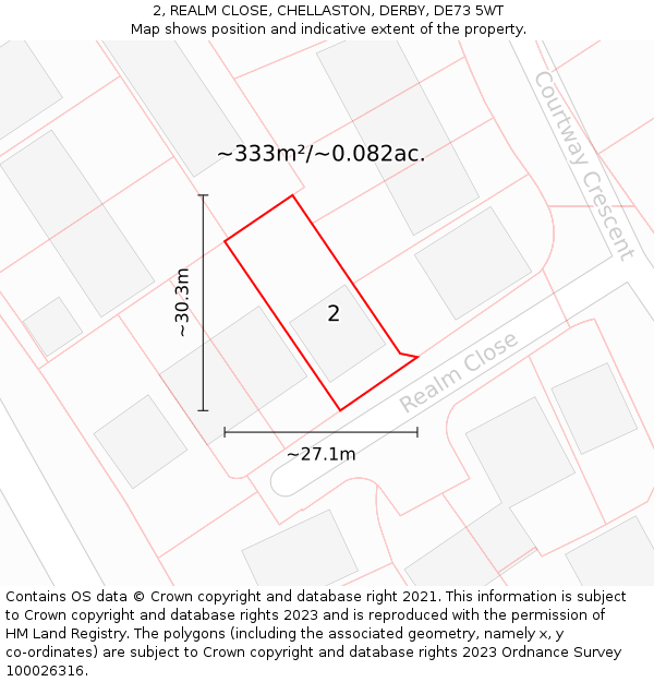 2, REALM CLOSE, CHELLASTON, DERBY, DE73 5WT: Plot and title map
