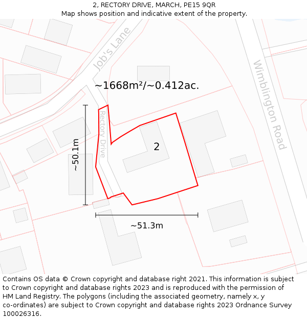 2, RECTORY DRIVE, MARCH, PE15 9QR: Plot and title map