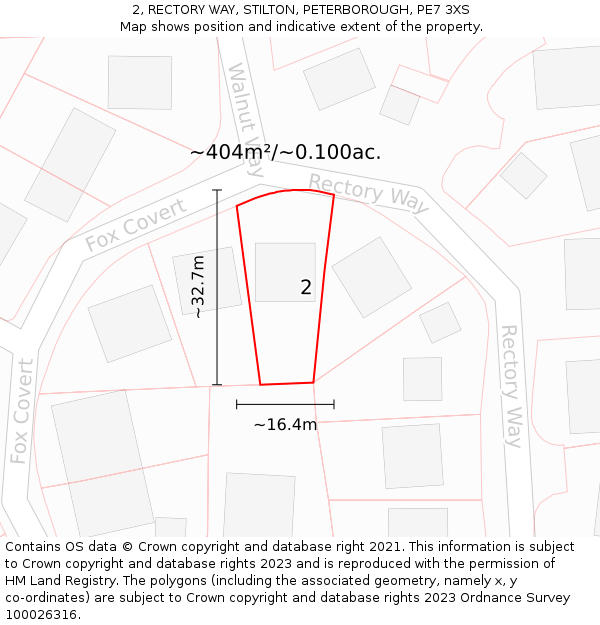 2, RECTORY WAY, STILTON, PETERBOROUGH, PE7 3XS: Plot and title map