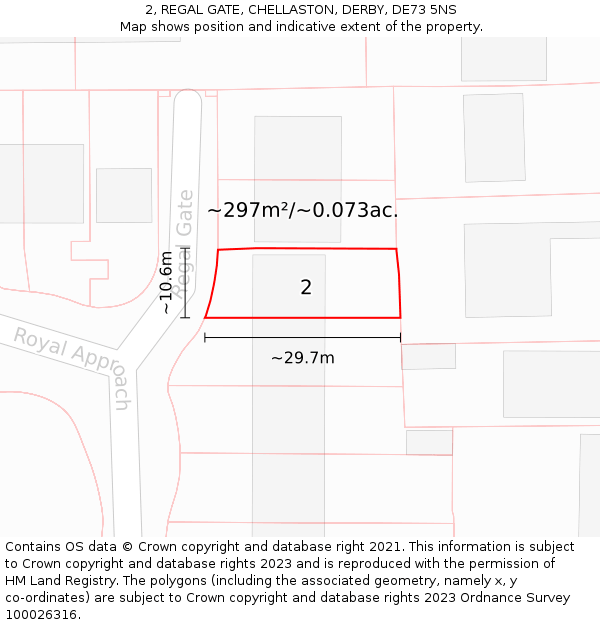 2, REGAL GATE, CHELLASTON, DERBY, DE73 5NS: Plot and title map