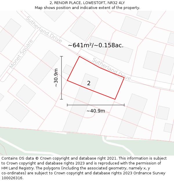 2, RENOIR PLACE, LOWESTOFT, NR32 4LY: Plot and title map