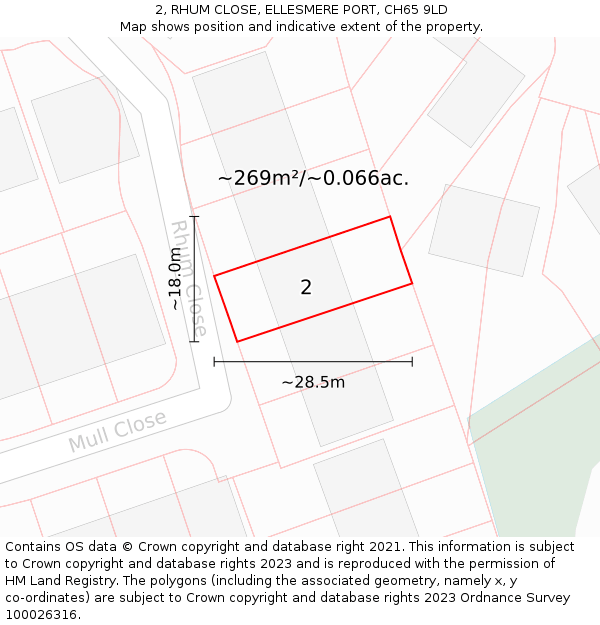 2, RHUM CLOSE, ELLESMERE PORT, CH65 9LD: Plot and title map
