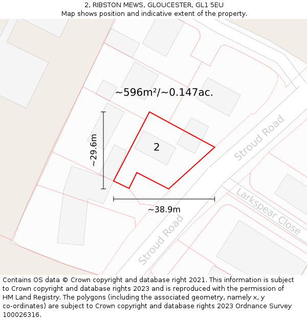 2, RIBSTON MEWS, GLOUCESTER, GL1 5EU: Plot and title map